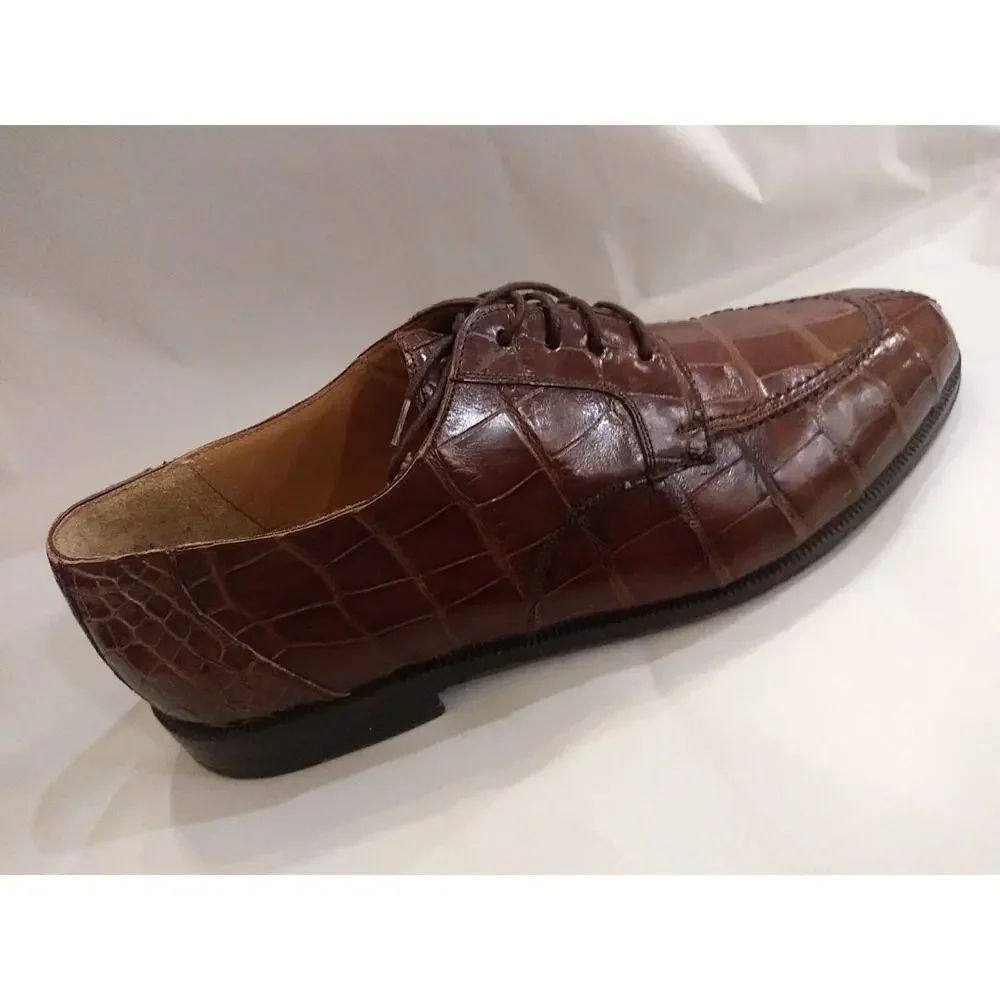 MENS MEZLAN PRINCETON CASUAL/FORMAL GENUINE ALLIGATOR BROWN SHOES SIZE 8.5 M - Picture 3 of 12